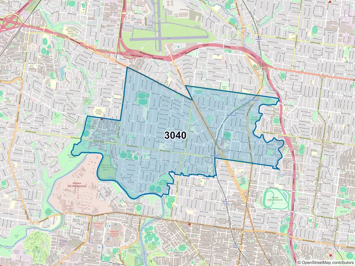 Map of postcode 3040 — Essendon, VIC, Australia