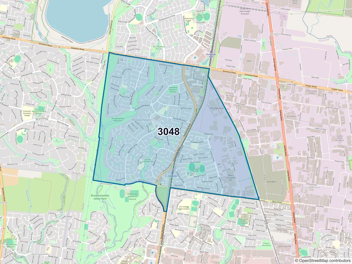 Map of postcode 3048 — Meadow Heights, VIC, Australia