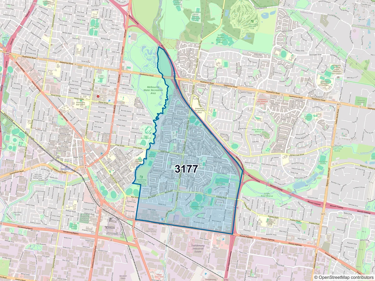 Map of postcode 3177 — Doveton, VIC, Australia