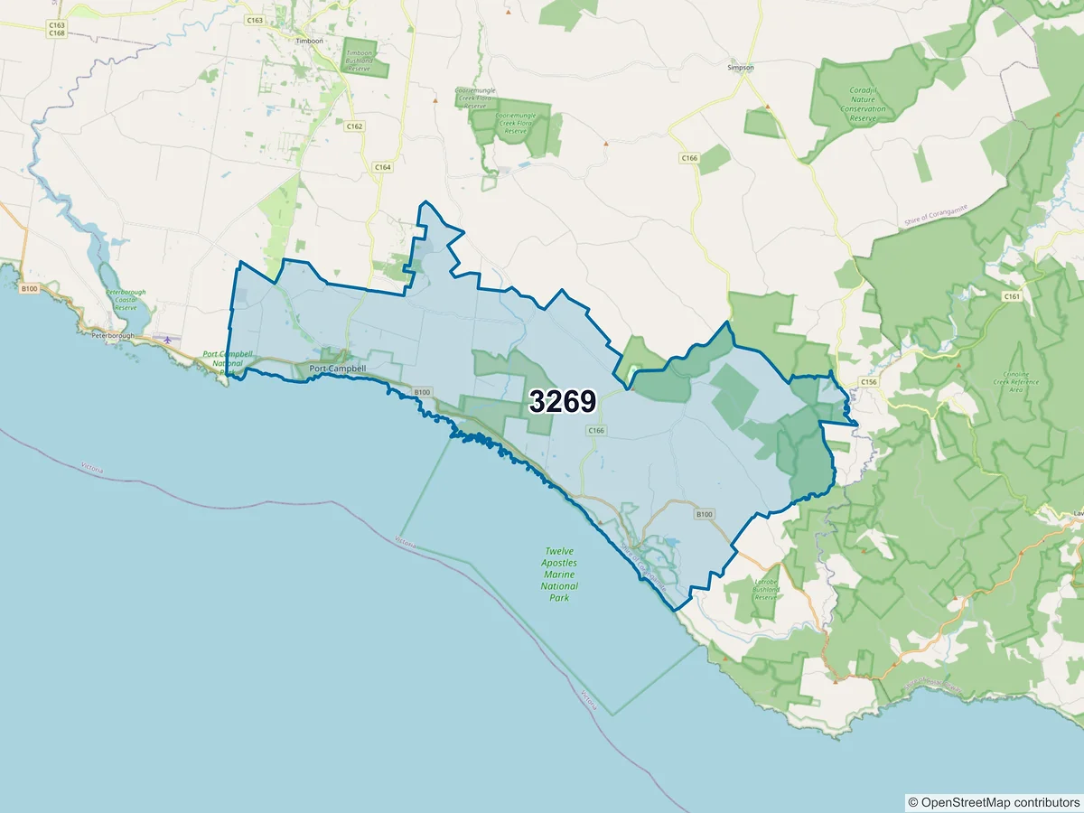 Map of postcode 3269 — Port Campbell, VIC, Australia