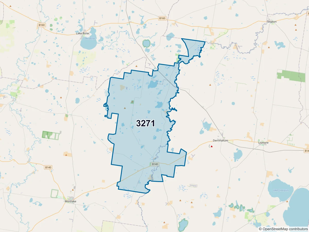 Map of postcode 3271 — Darlington, VIC, Australia