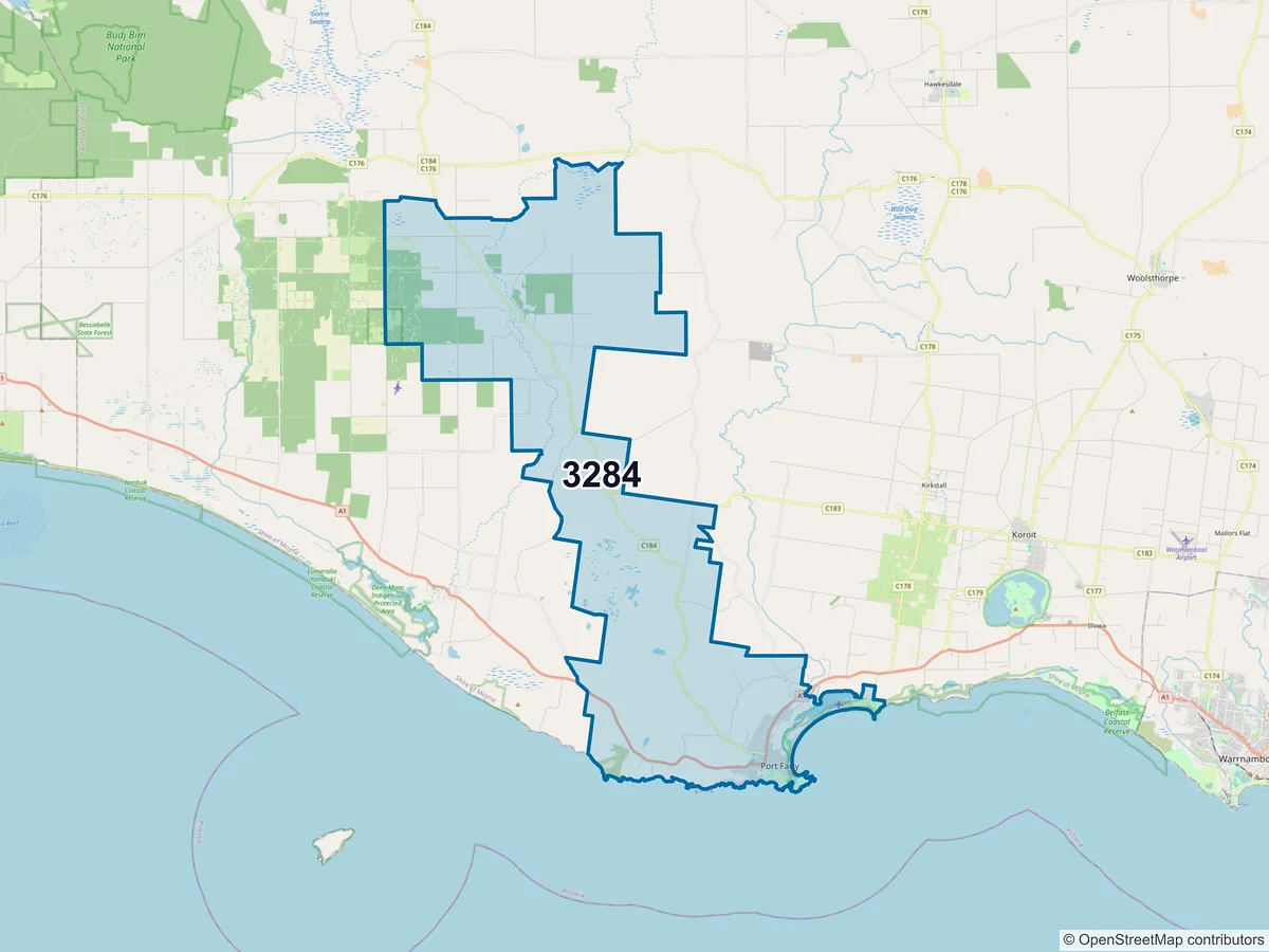 Map of postcode 3284 — Port Fairy, VIC, Australia