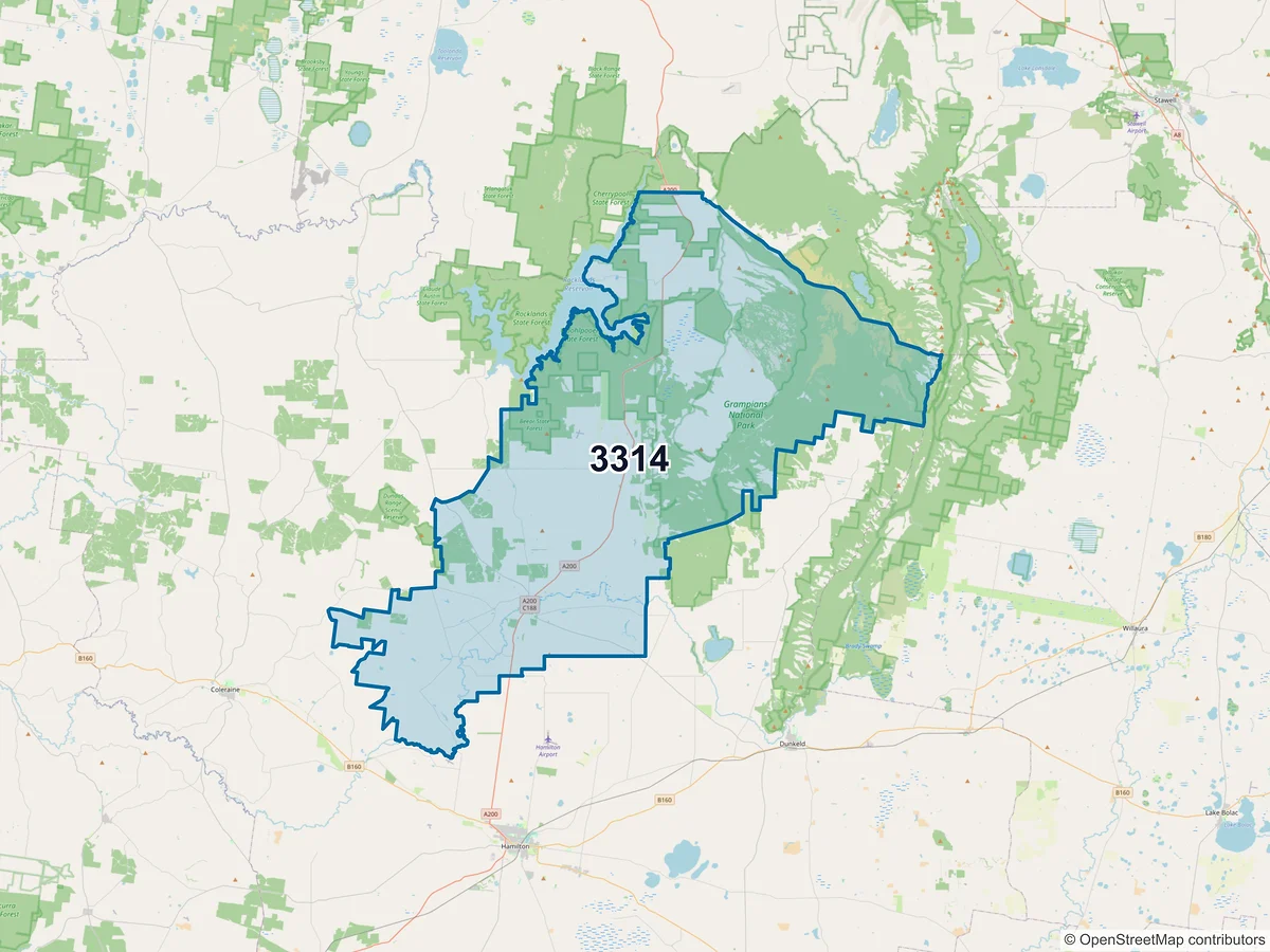 Map of postcode 3314 — Cavendish, VIC, Australia