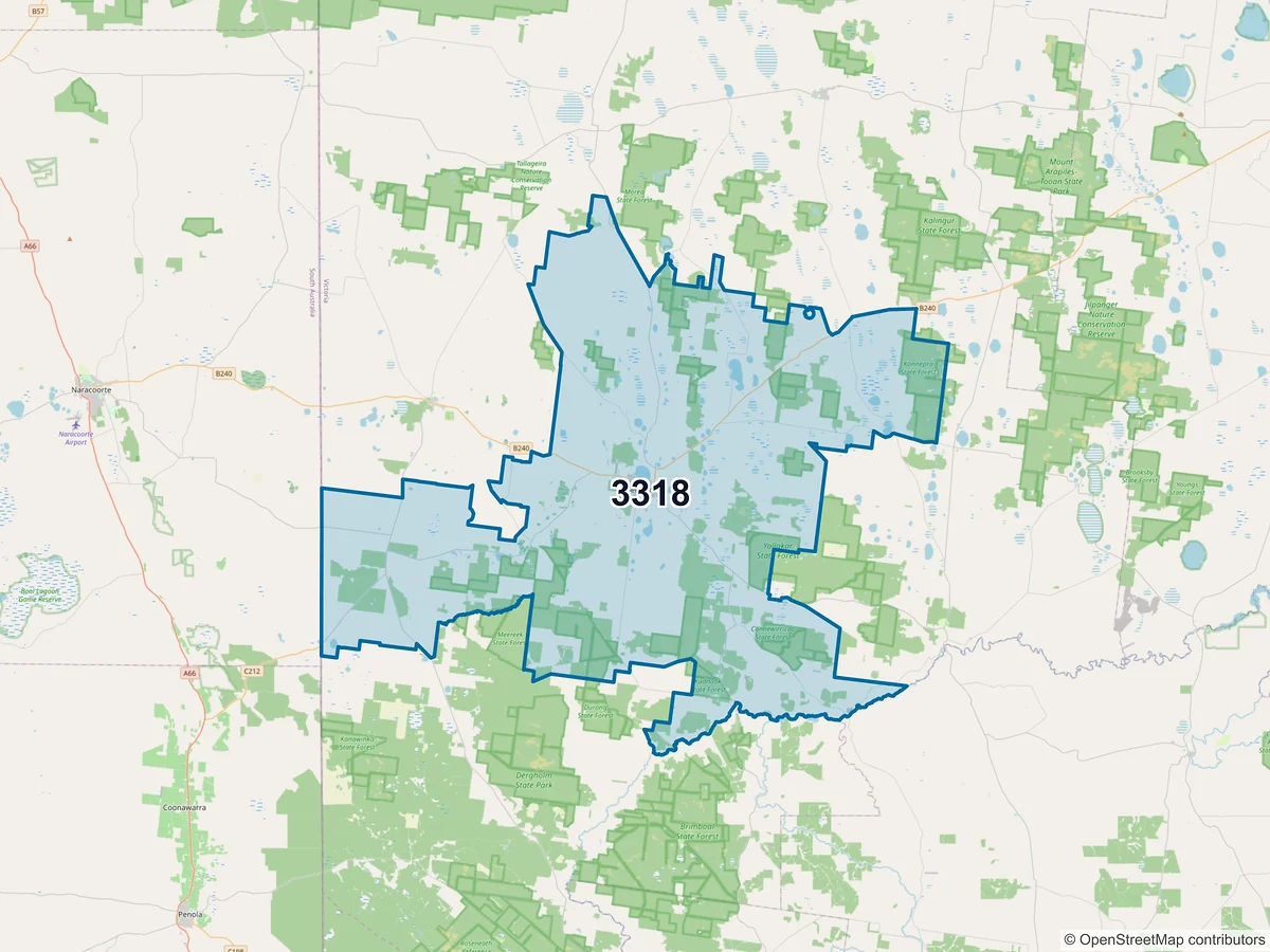 Map of postcode 3318 — Edenhope, VIC, Australia