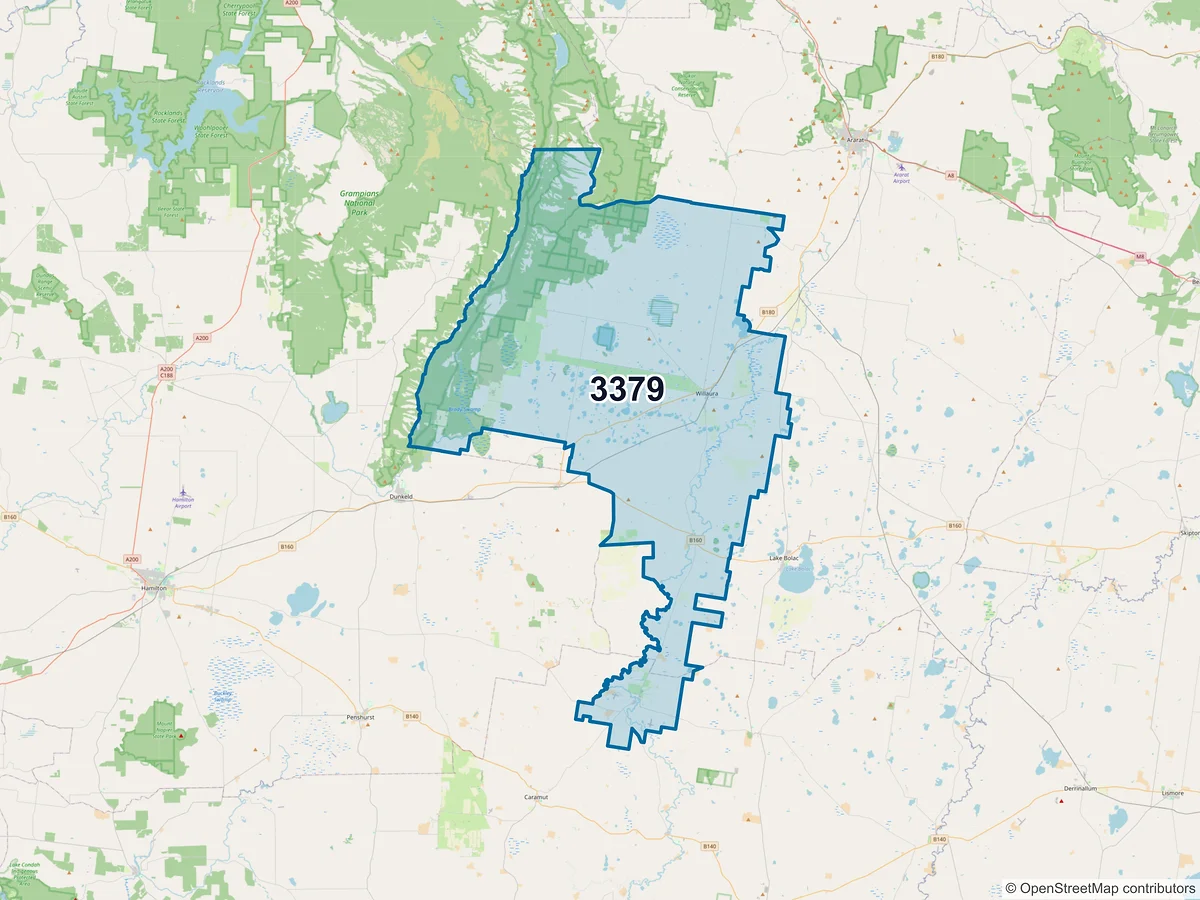 Map of postcode 3379 — Willaura, VIC, Australia