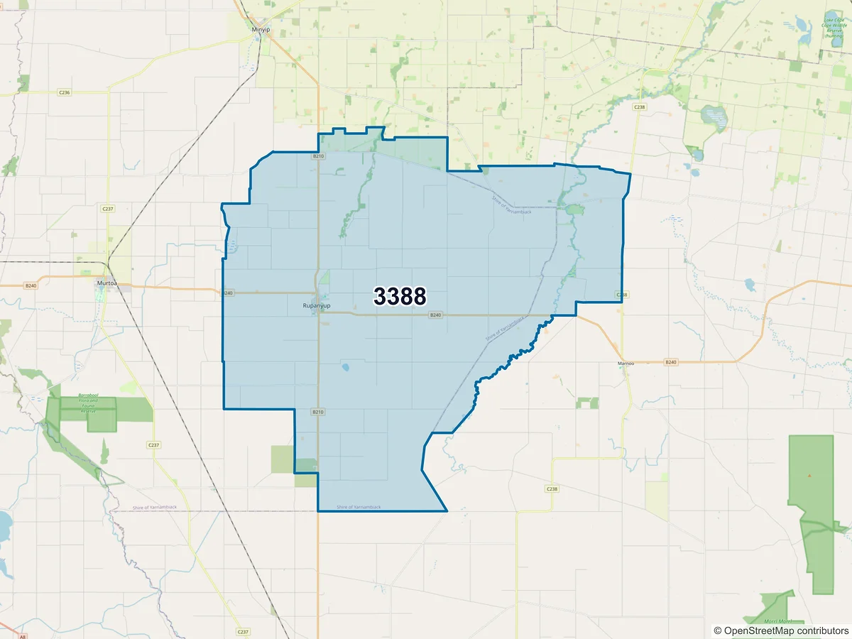 Map of postcode 3388 — Rupanyup, VIC, Australia