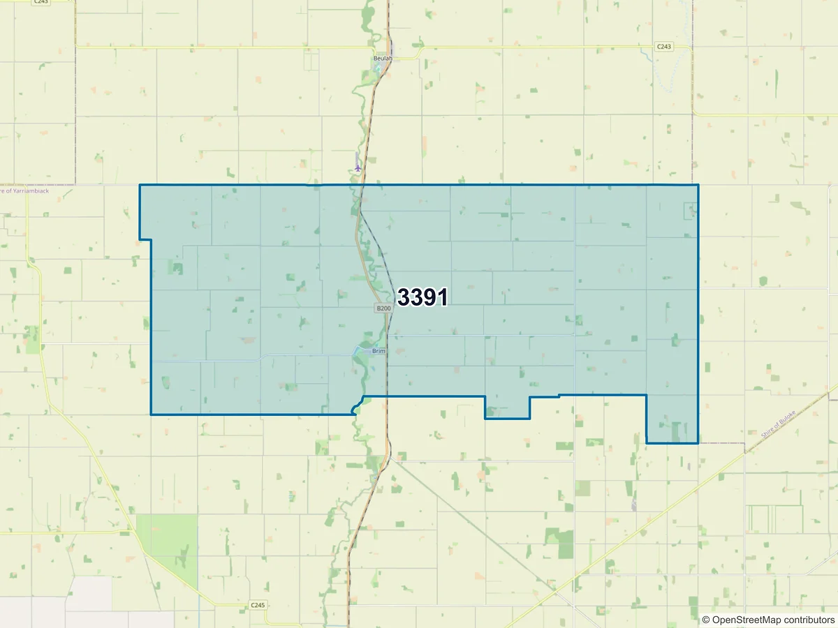 Map of postcode 3391 — Brim, VIC, Australia