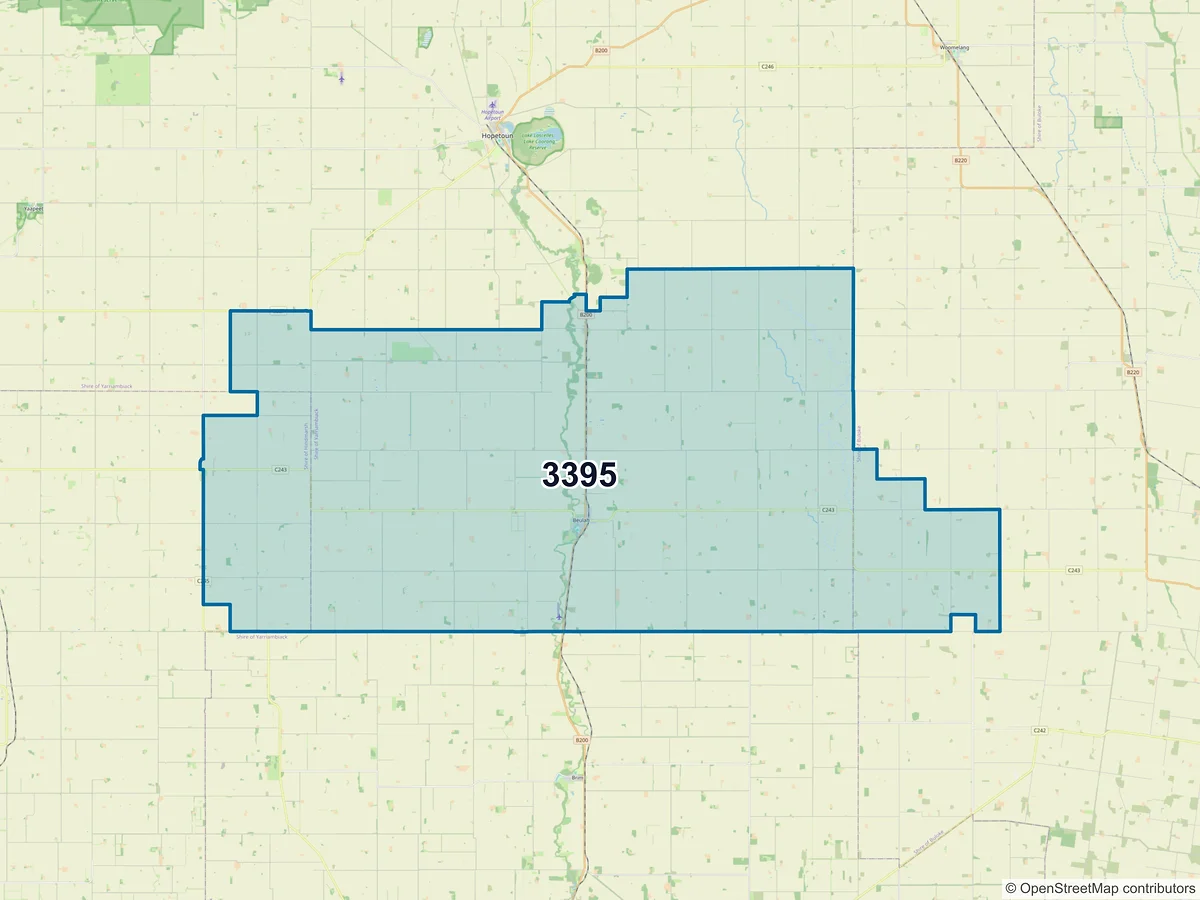 Map of postcode 3395 — Beulah, VIC, Australia