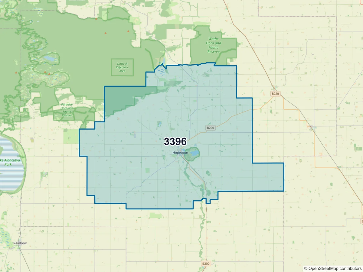 Map of postcode 3396 — Hopetoun, VIC, Australia