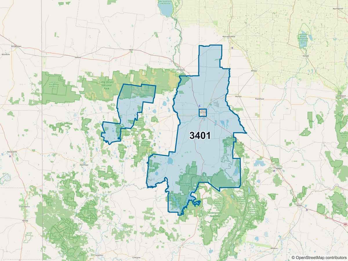 Map of postcode 3401 — Haven, VIC, Australia