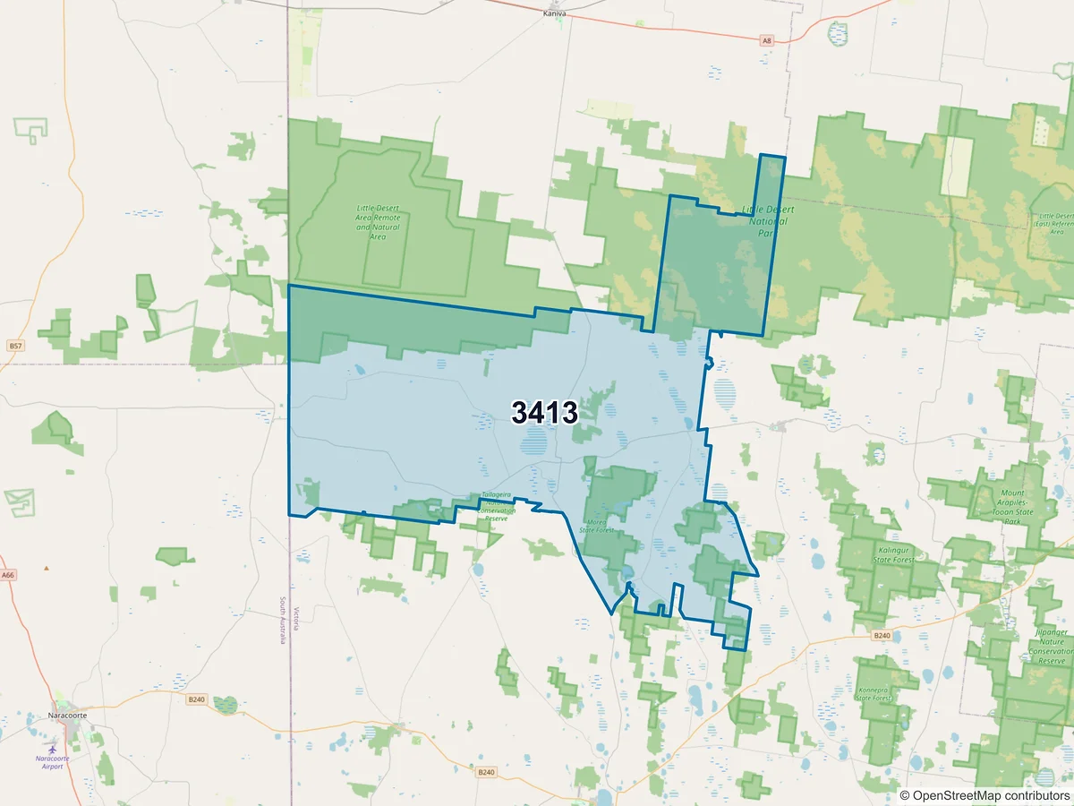 Map of postcode 3413 — Minimay, VIC, Australia