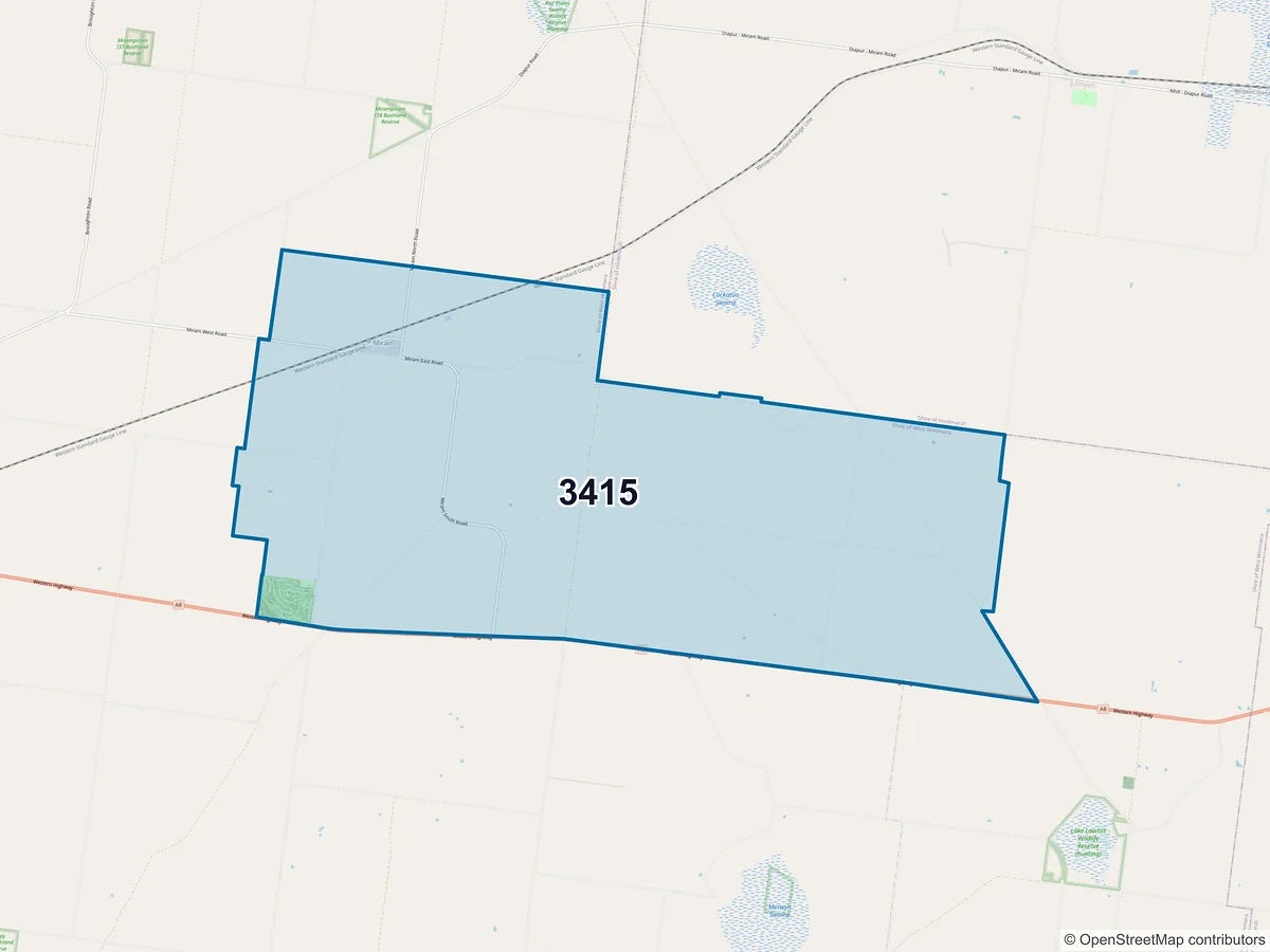 Map of postcode 3415 — Miram, VIC, Australia