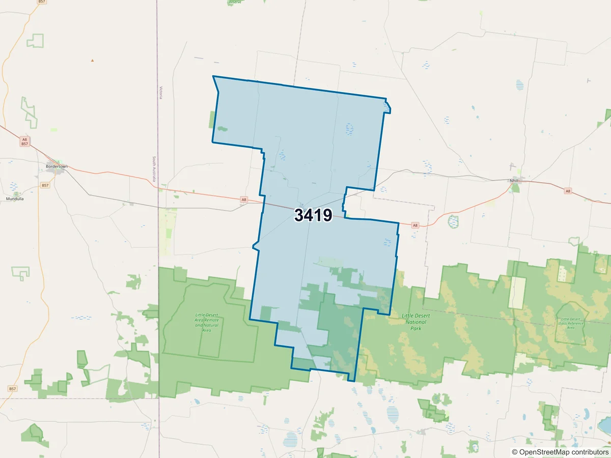 Map of postcode 3419 — Kaniva, VIC, Australia