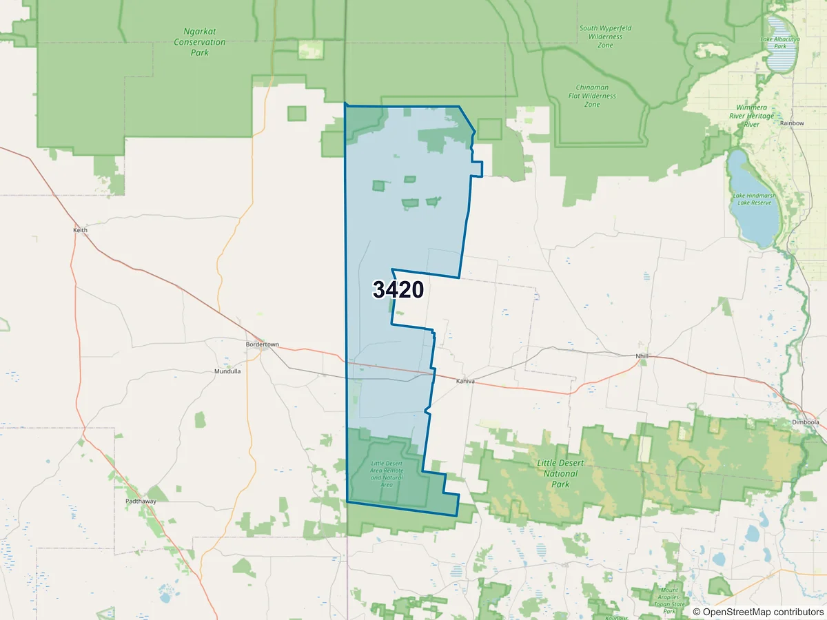 Map of postcode 3420 — Serviceton, VIC, Australia