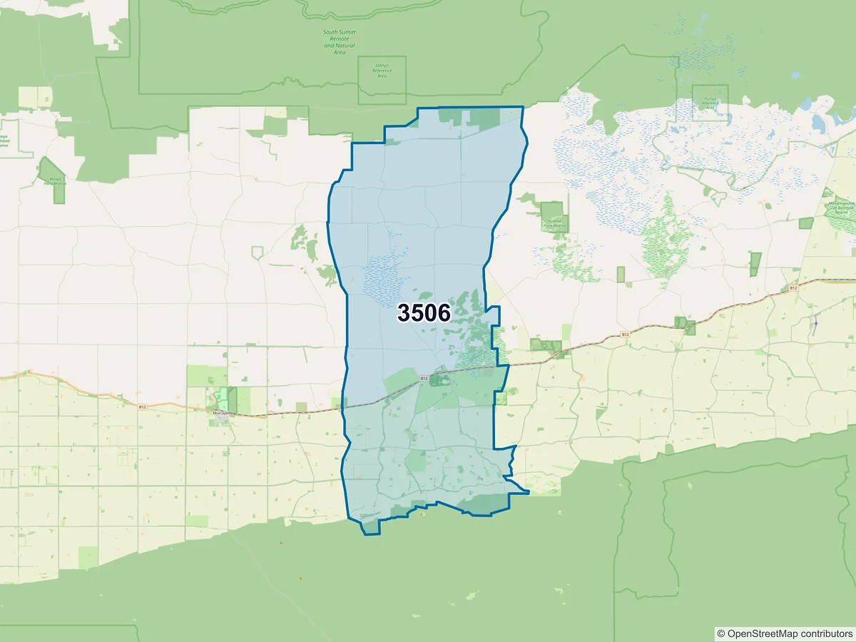 Map of postcode 3506 — Cowangie, VIC, Australia