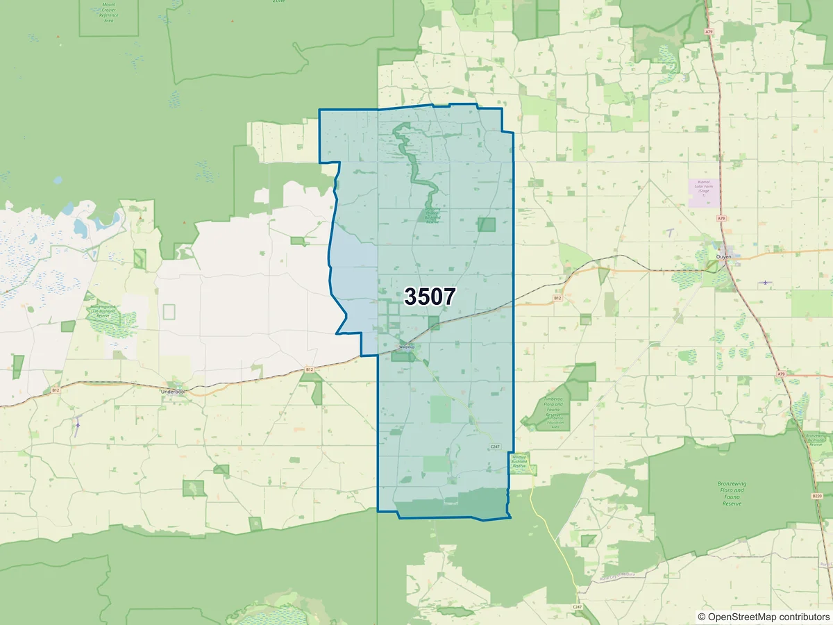 Map of postcode 3507 — Walpeup, VIC, Australia