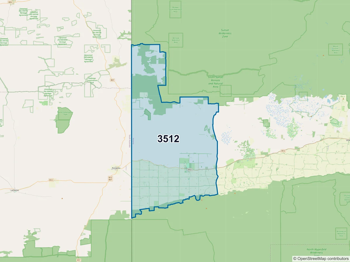 Map of postcode 3512 — Murrayville, VIC, Australia