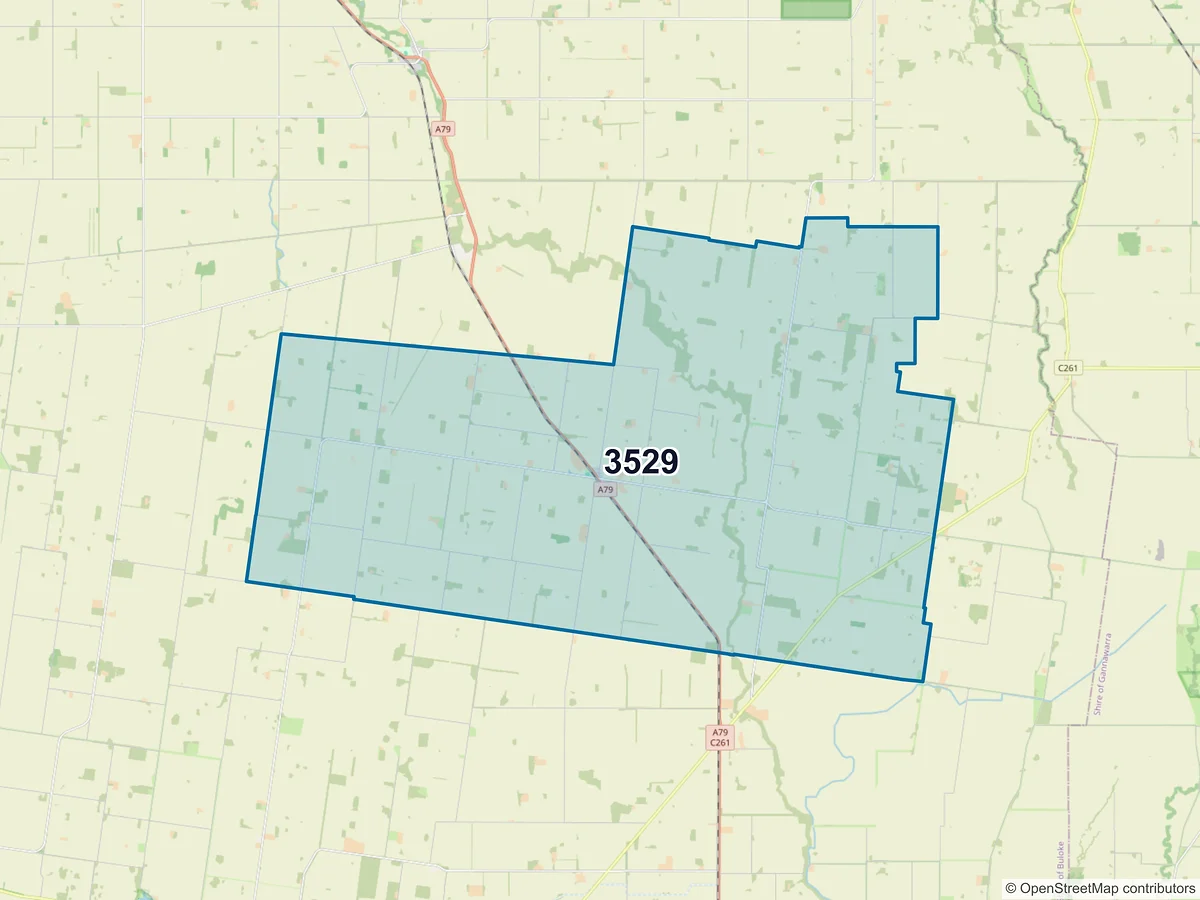 Map of postcode 3529 — Nullawil, VIC, Australia