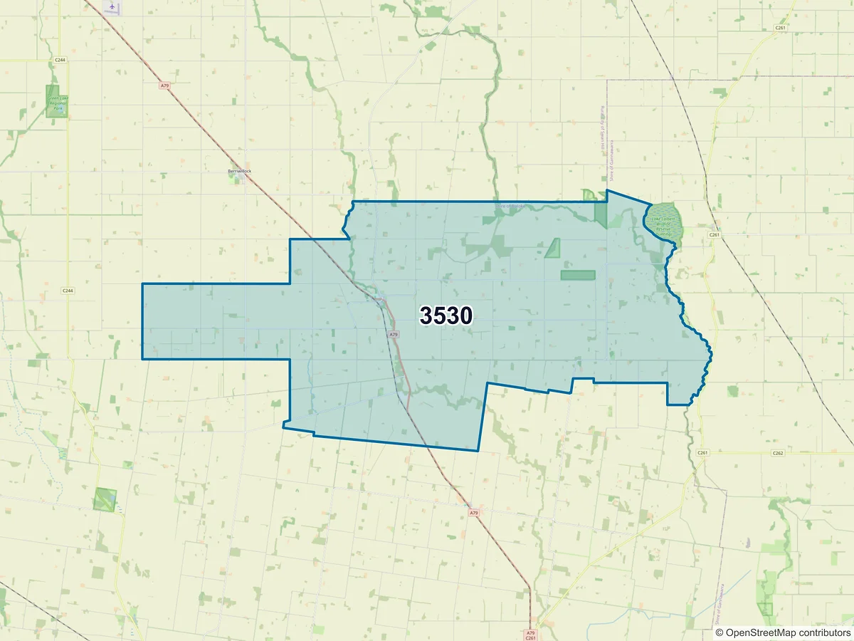 Map of postcode 3530 — Culgoa, VIC, Australia