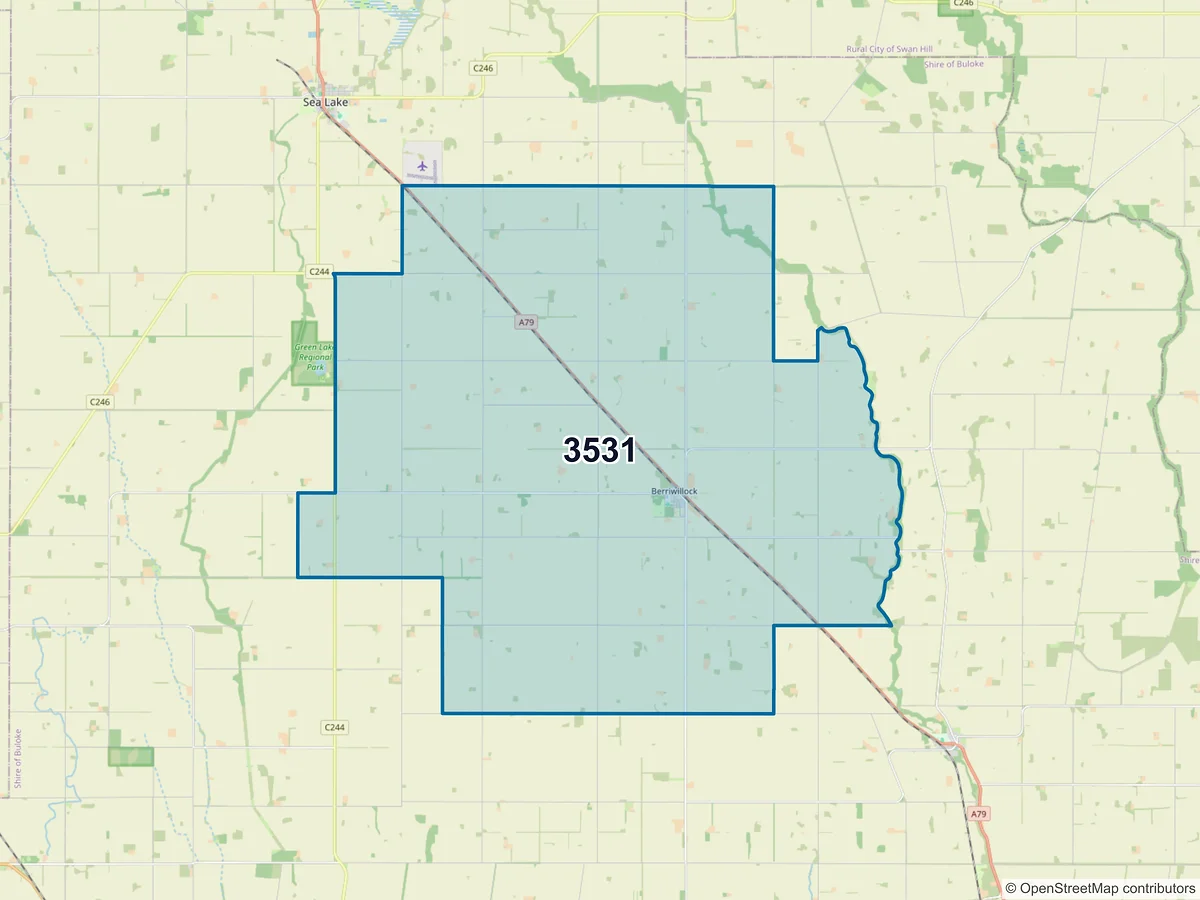 Map of postcode 3531 — Berriwillock, VIC, Australia