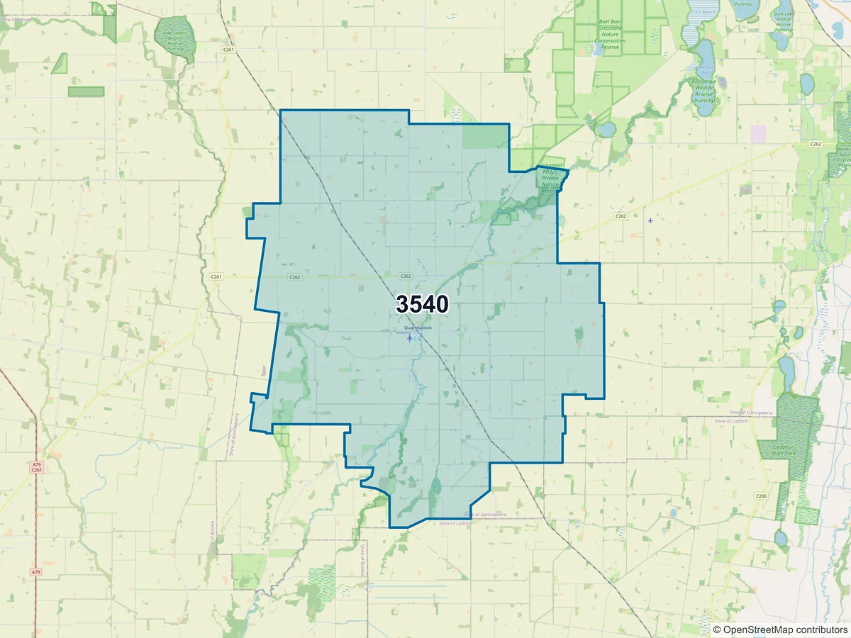 Map of postcode 3540 — Quambatook, VIC, Australia