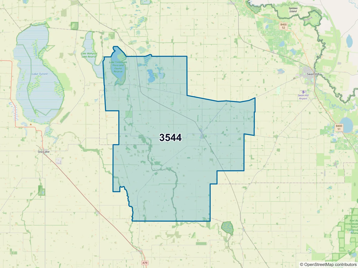 Map of postcode 3544 — Ultima, VIC, Australia