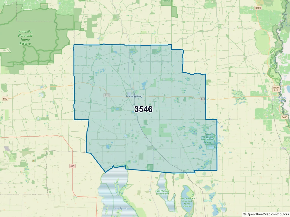 Map of postcode 3546 — Manangatang, VIC, Australia