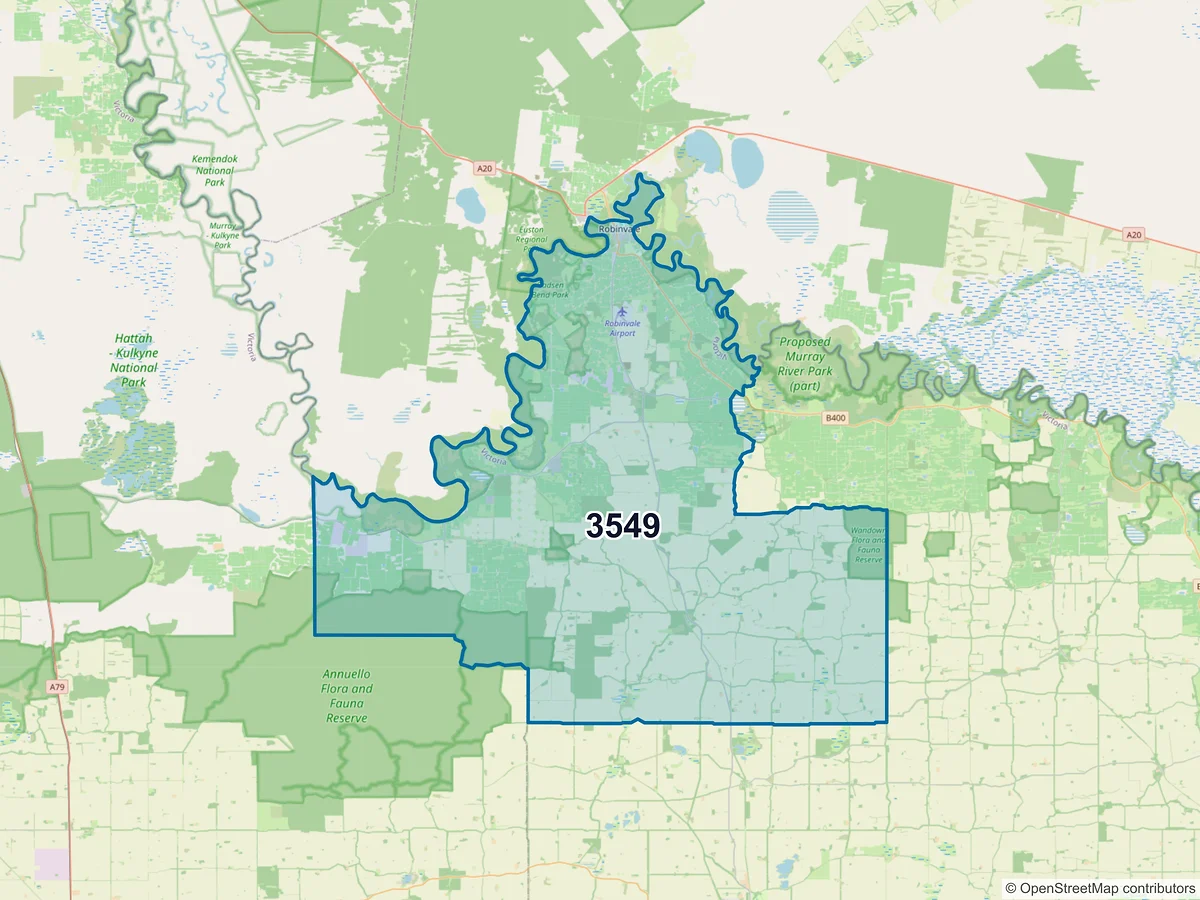 Map of postcode 3549 — Robinvale, VIC, Australia