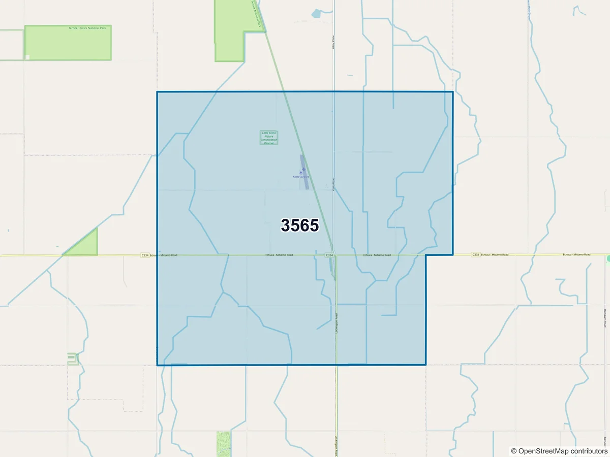 Map of postcode 3565 — Kotta, VIC, Australia