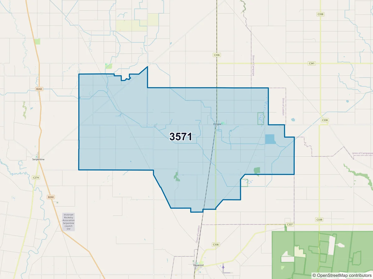 Map of postcode 3571 — Dingee, VIC, Australia