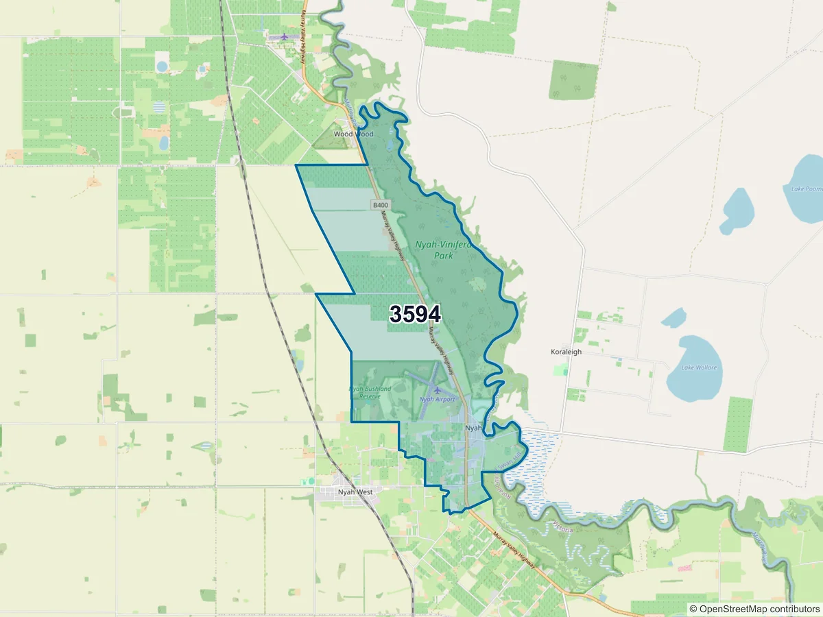 Map of postcode 3594 — Nyah, VIC, Australia