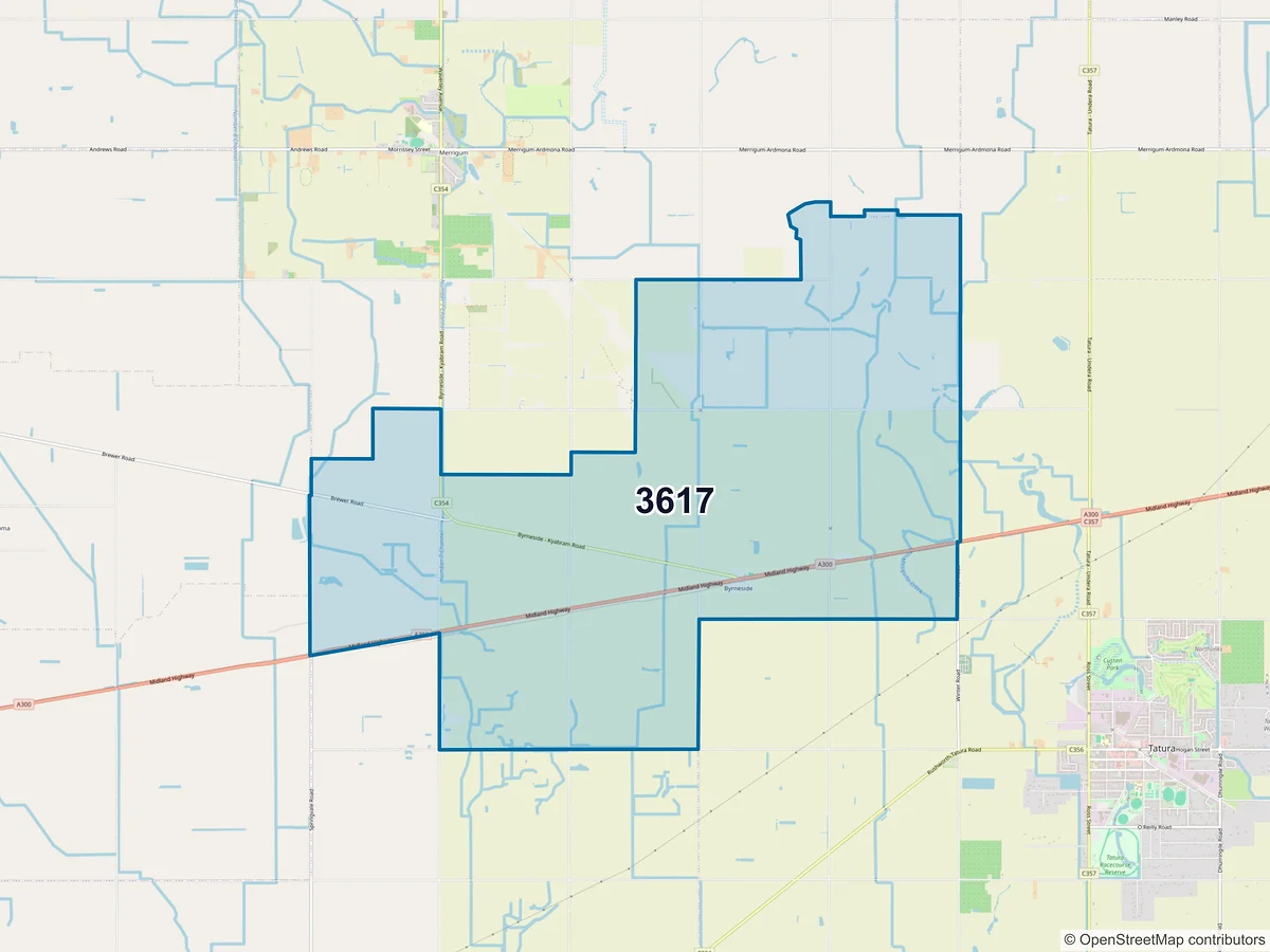 Map of postcode 3617 — Byrneside, VIC, Australia