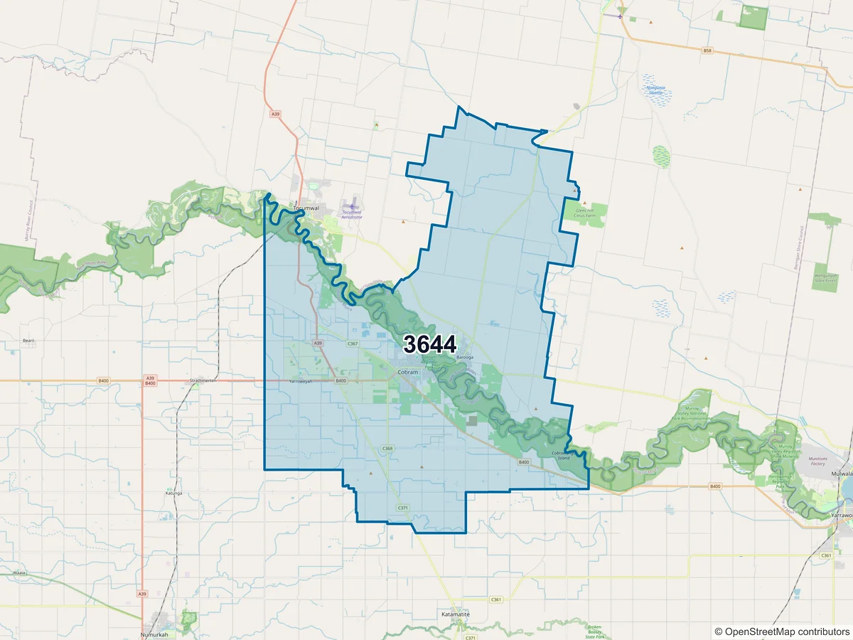 Map of postcode 3644 — Cobram, VIC, Australia