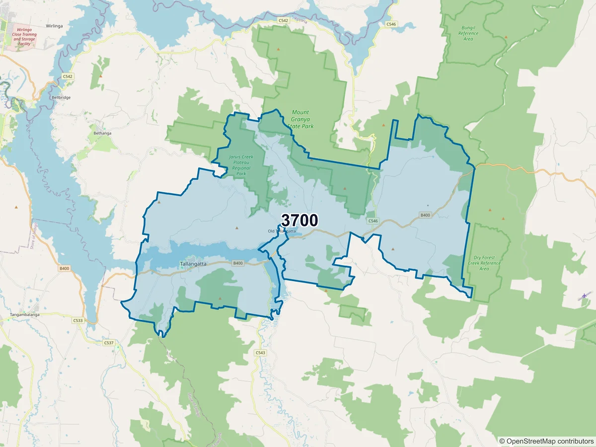 Map of postcode 3700 — Tallangatta, VIC, Australia