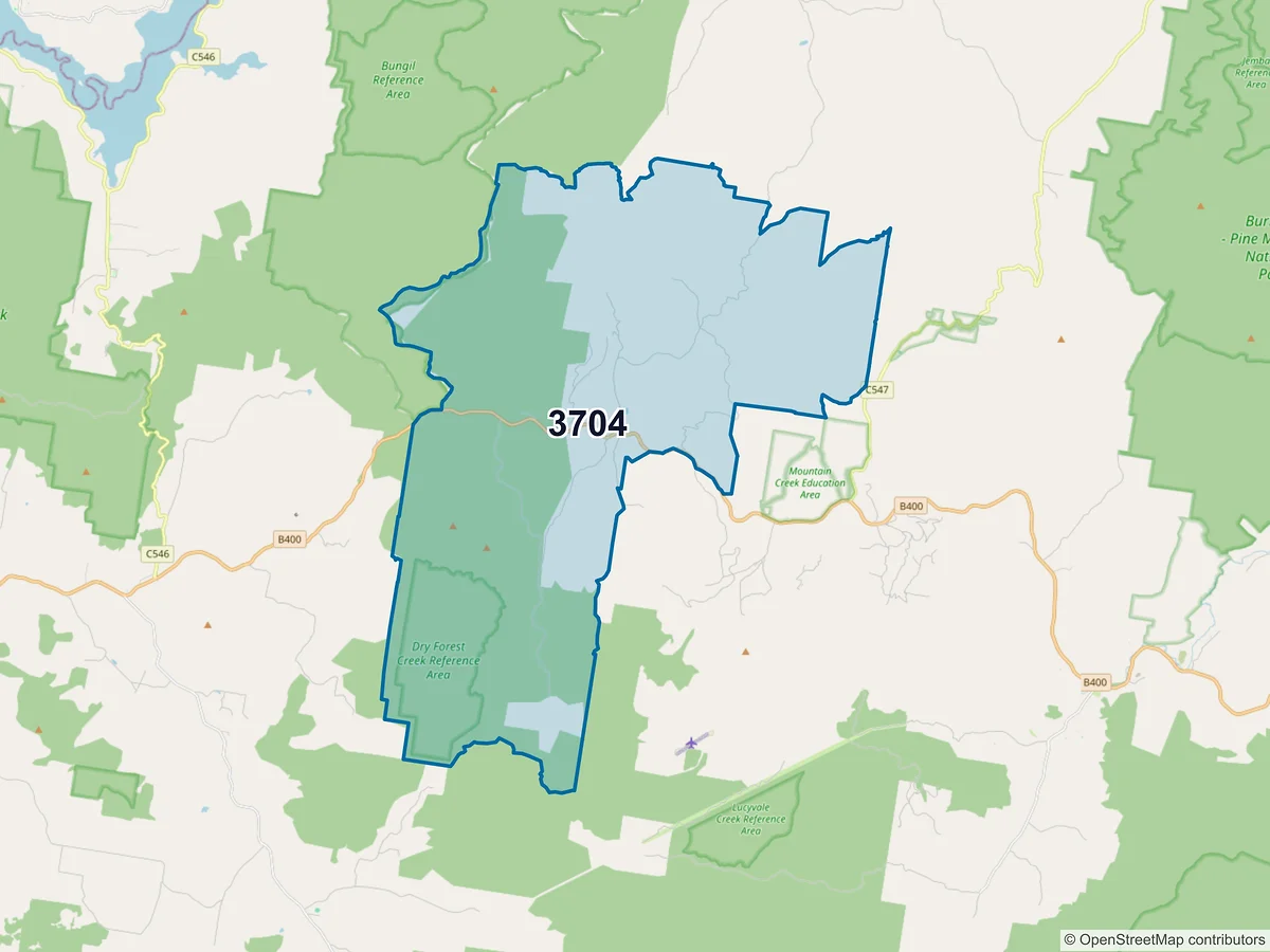 Map of postcode 3704 — Koetong, VIC, Australia