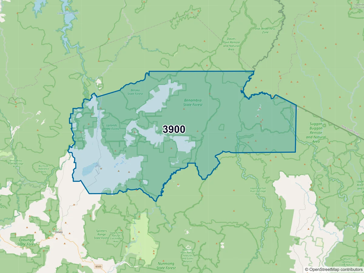 Map of postcode 3900 — Benambra, VIC, Australia