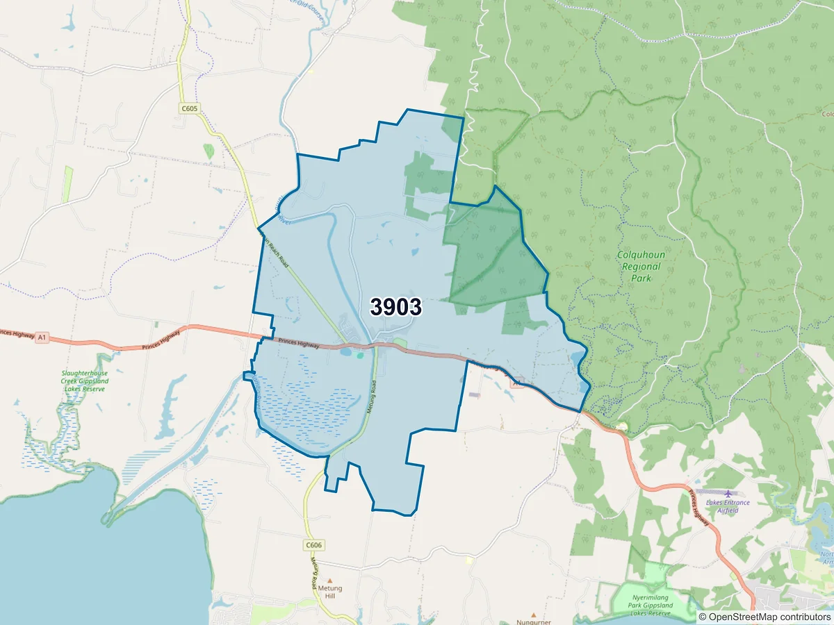 Map of postcode 3903 — Swan Reach, VIC, Australia