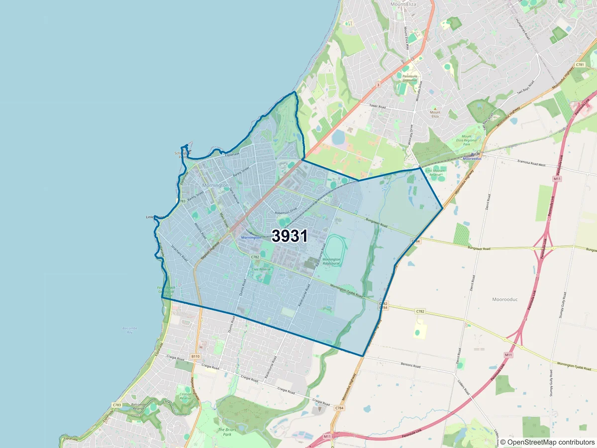 Map of postcode 3931 — Mornington, VIC, Australia