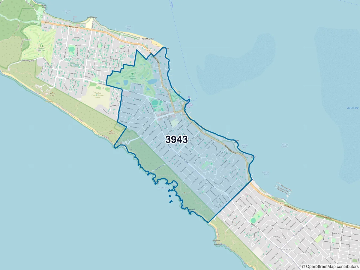 Map of postcode 3943 — Sorrento, VIC, Australia
