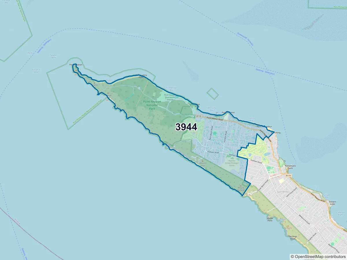Map of postcode 3944 — Portsea, VIC, Australia