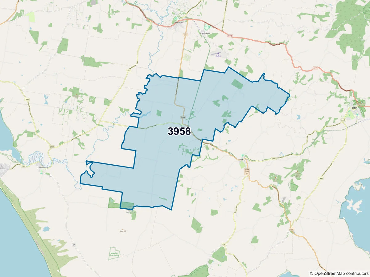 Map of postcode 3958 — Buffalo, VIC, Australia