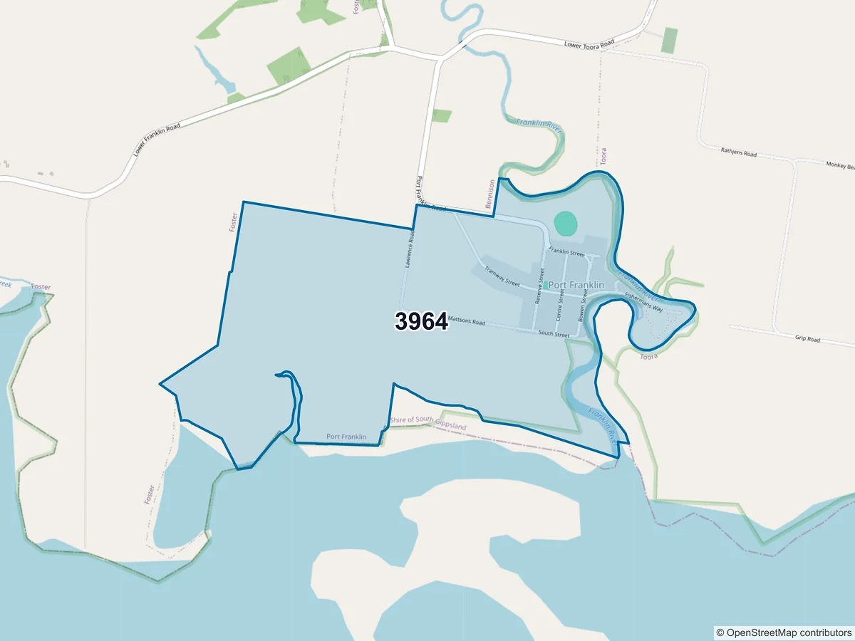 Map of postcode 3964 — Port Franklin, VIC, Australia
