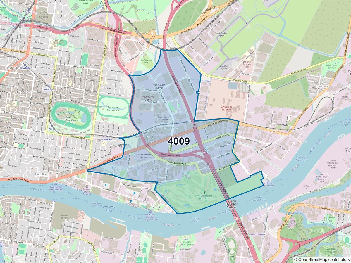 Map of postcode 4009 — Eagle Farm, QLD, Australia