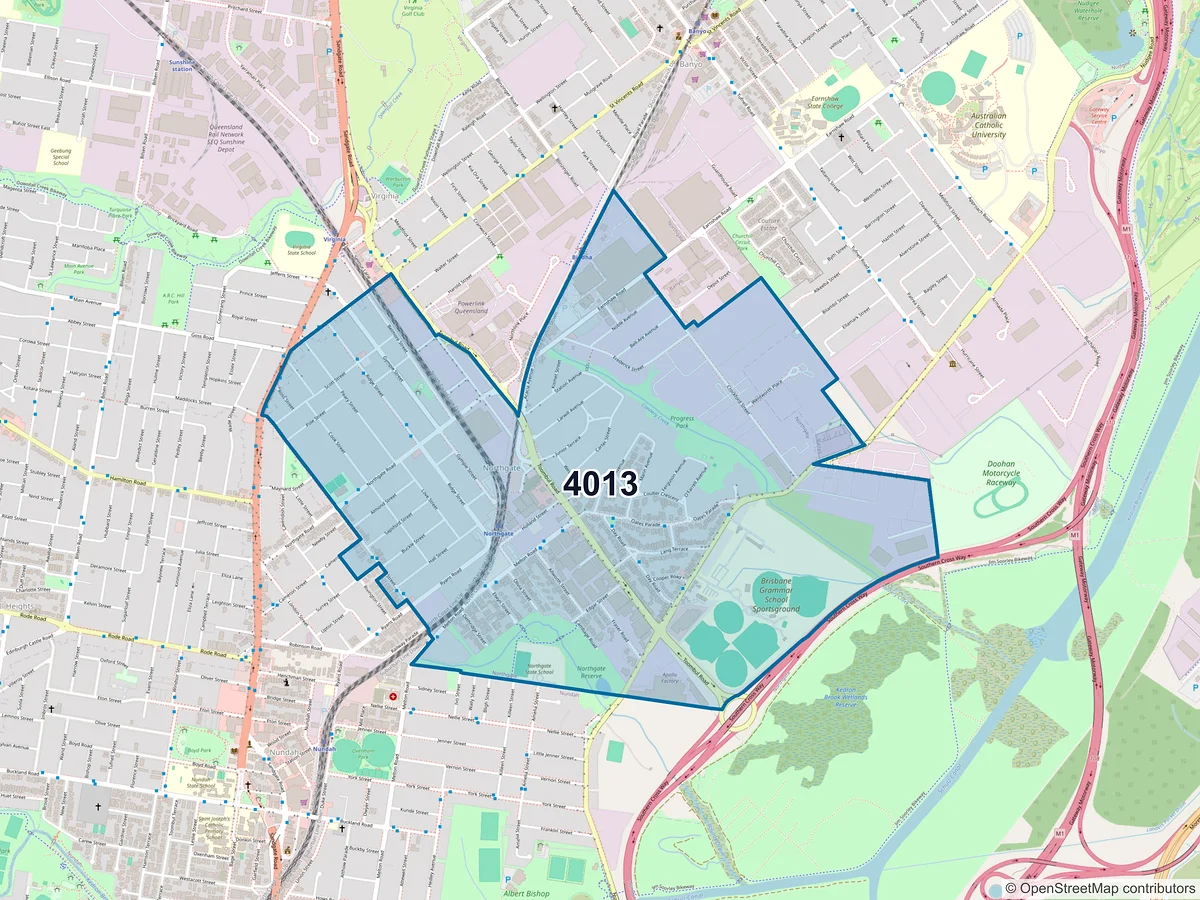 Map of postcode 4013 — Northgate, QLD, Australia