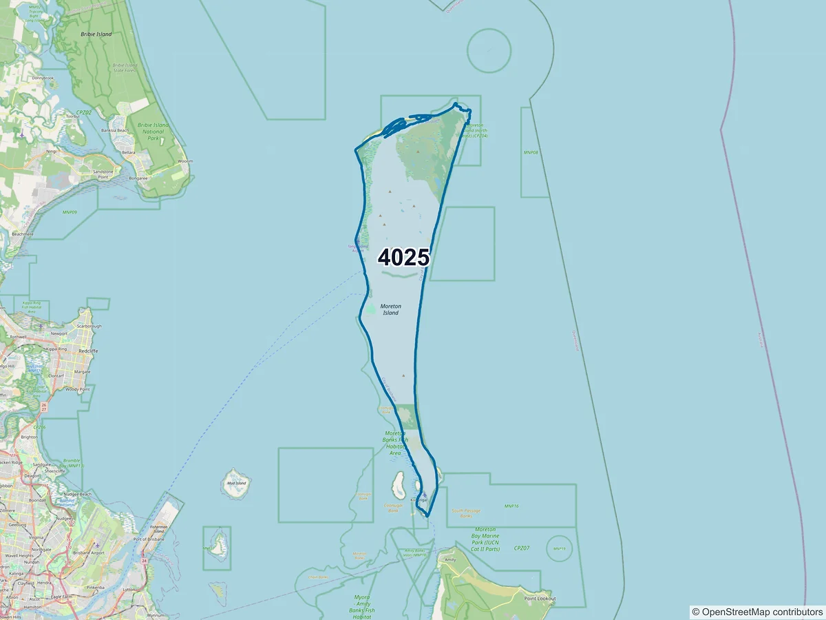 Map of postcode 4025 — Kooringal, QLD, Australia