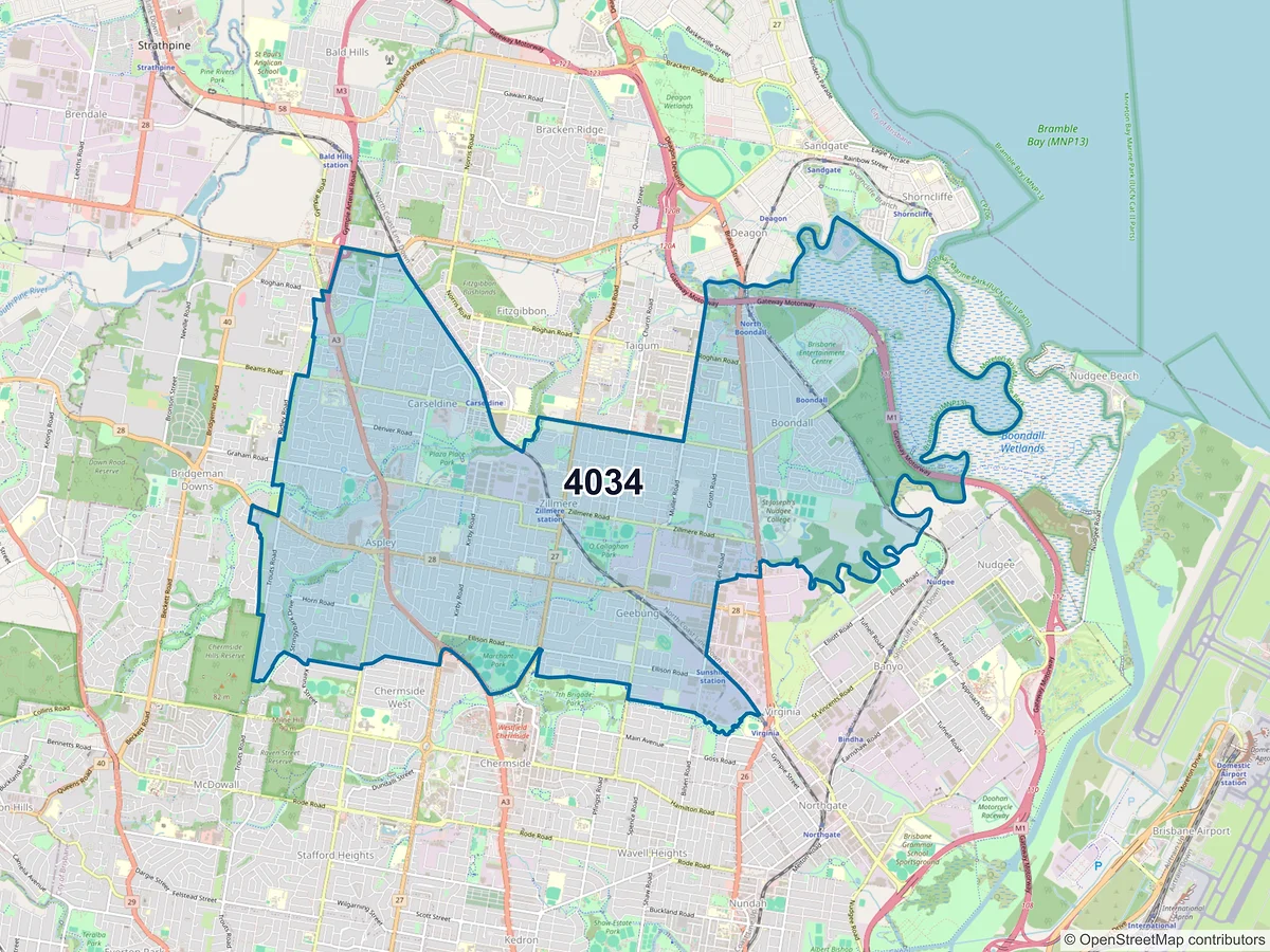 Map of postcode 4034 — Aspley, QLD, Australia