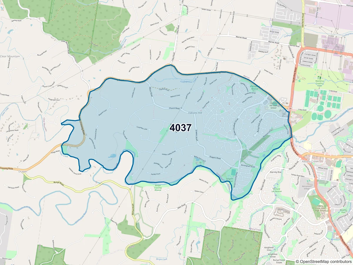 Map of postcode 4037 — Eatons Hill, QLD, Australia