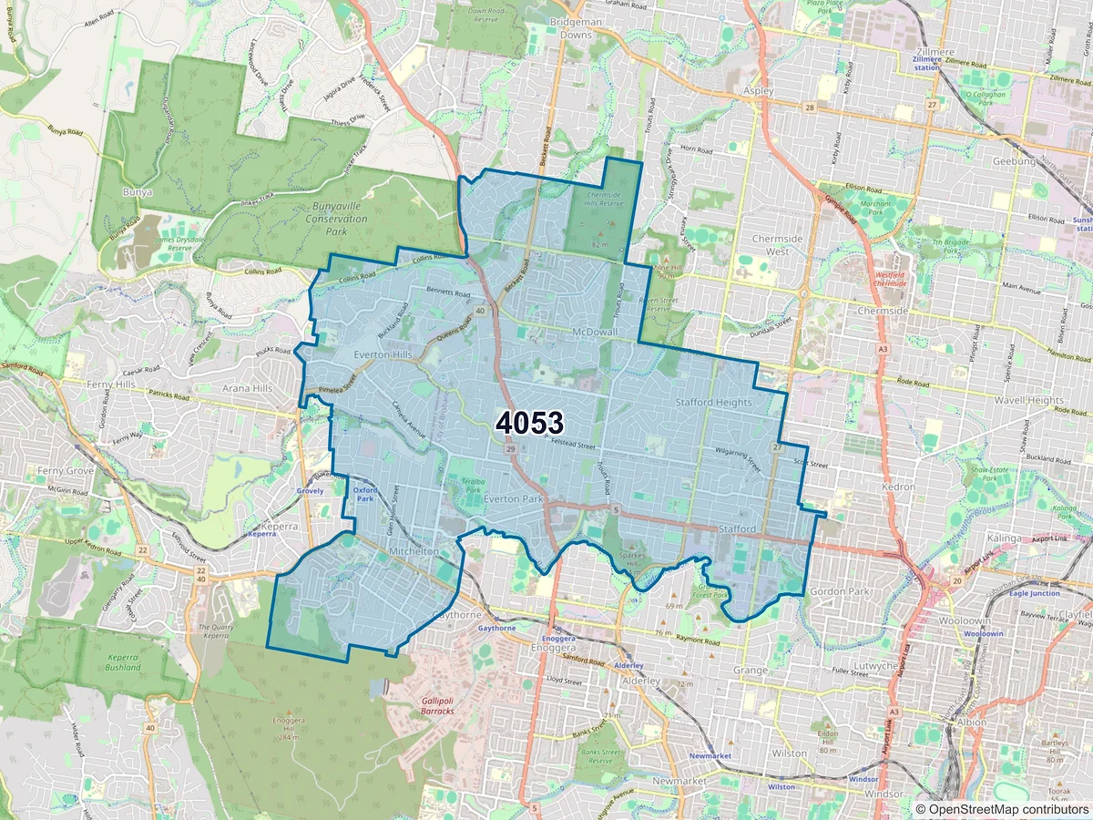 Map of postcode 4053 — Everton Park, QLD, Australia