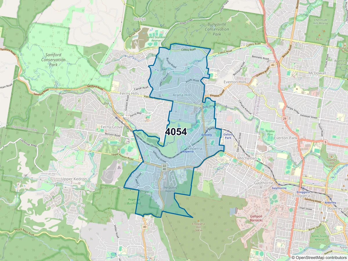 Map of postcode 4054 — Keperra, QLD, Australia