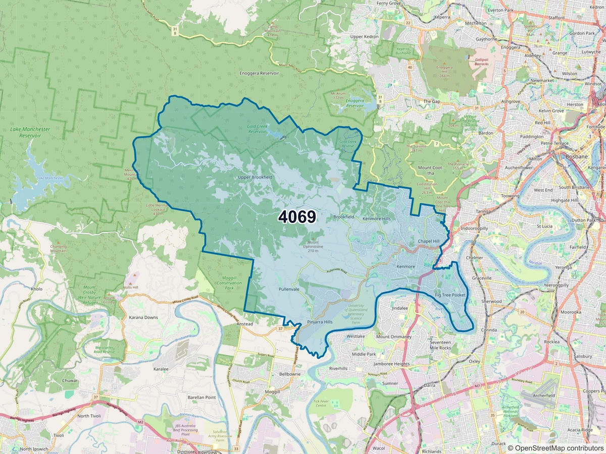Map of postcode 4069 — Kenmore, QLD, Australia
